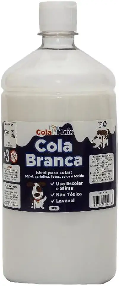 Cola Branca PVA 500g, Não Tóxica, Lavável, para Uso Escolar, Artesanato e Slime