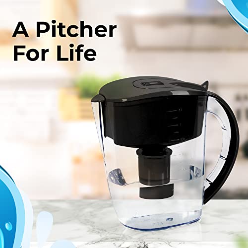 Alkaline Water Filter Pitcher With Lid - 5 Stage Water Filtration System, Flip Top Lid, & Replaceable Filter - 12-Cup Omizu Alkaline Pitcher For Drinking, Cooking, Or Gift For Family Home - Black #TOP7