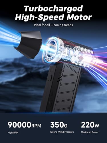 Compressed Air Duster Air Gun - Powerful Cordless Rechargeable 4-Gear Adjustable Air Blower with LED Lighting, for Computer, Keyboard, Car, Outdoor - Image 4