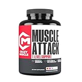 Crazy Muscle Testosterone Booster for Men w DHEA - 100mg - Muscle Attack Testosterone Supplement for Men with DHEA, Tongkat Ali, Saw Palmetto, & Tribulus Terrestris - 90 Capsules