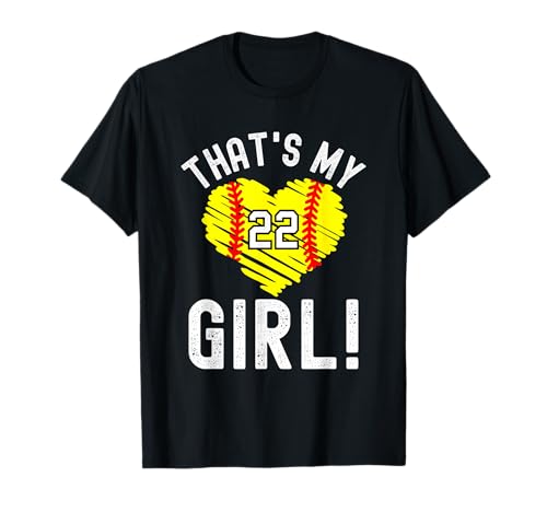 That's My Girl Number #22 Heart Softball T-Shirt