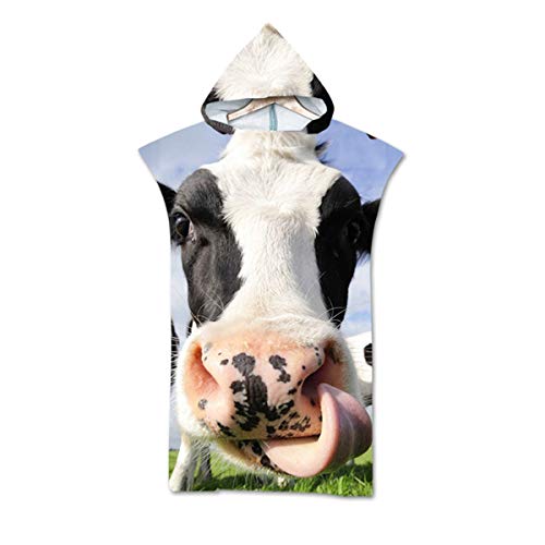Chickwin Poncho de Surf Adulte, Microfibre Serviette de Poncho Peignoir Natation Plage avec Capuche Surf Poncho pour Homme et Femme (75x110cm,Vaches) Cover