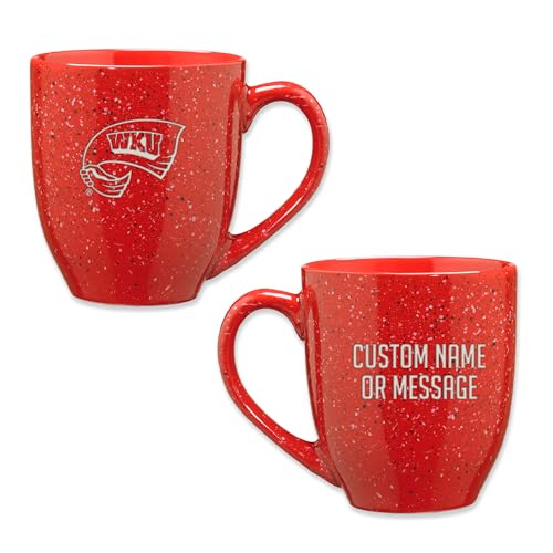 Image of Rico Industries NCAA Western Kentucky Hilltoppers Red Personalized 16 oz Team Color Laser Engraved Speckled Ceramic Coffee Mug