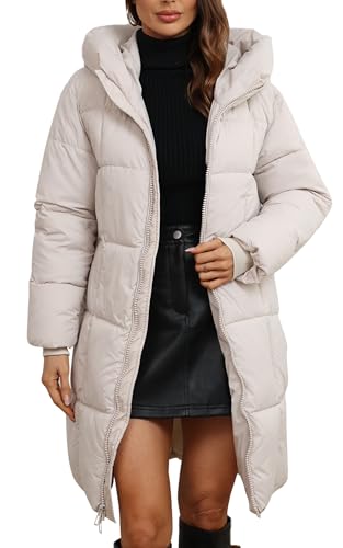 AIEOE Plumifero Largo Mujer Invierno Plumifero Ultraligero Mujer Talla Grande Abrigos de Invierno para Mujer Elegantes Blanco L