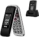 Tosaju Seniorenhandy Klapphandy ohne Vertrag Großtasten Handy für Senioren mit Ladestation Notruftaste Dual-SIM 1200 mAh Akku Lange Standby-Zeit 2,8 und 1,77 Zoll Doppel Farbdisplay Schwarz