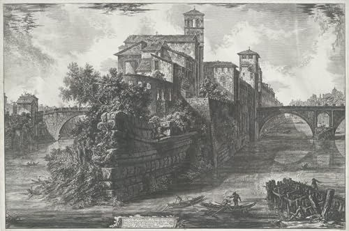 Cuadro de lienzo Vista de la isla Tiberina Piranesi pintura mural decorativa 60x90cm