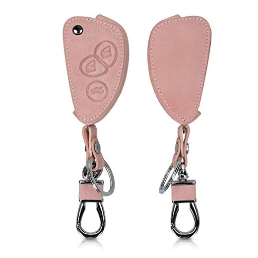 kwmobile Funda para Llave Plegable de 3 Botones para Coche Alfa Romeo - Cubierta de Cuero sintético - Case para Mando y Control de Auto en Oro Rosa