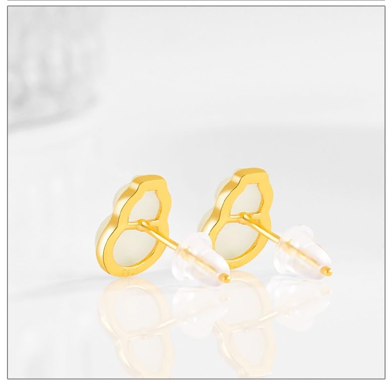 Boucles d'oreilles argent anti-allergie avec jade blanc véritable - 3