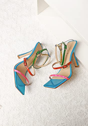 Vivianly Womens Square Toe Ankle Strap Stiletto High Heels Open Toe Sexy Four Strappy Sandals thumb #2