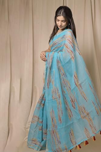 Image of MIRCHI FASHION Women Saree Cotton Abstract Printed | Lightweight Comfortable Sari for Office and Regular Daily Wear with Matching Blouse Piece