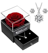 Sunia Rosa Eterna - Vera Rosa Rosso Stabilizzata con Regalo Collana Donna Argento, Fiore di Rosa ...