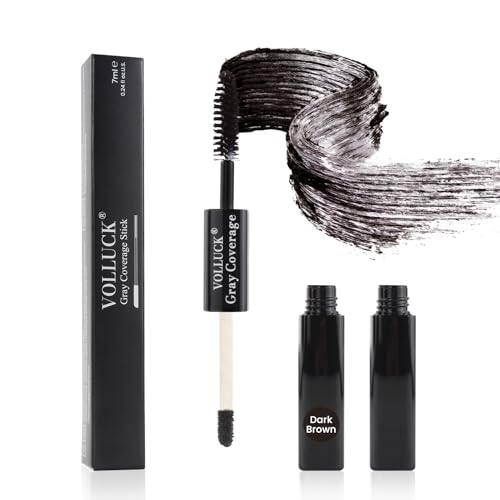 VOLLUCK Retoca Raices – Máscara Doble Cubre Canas Mujer y Hombre, Fácil Uso, Efecto Natural 7 ML (Castaño Oscuro)