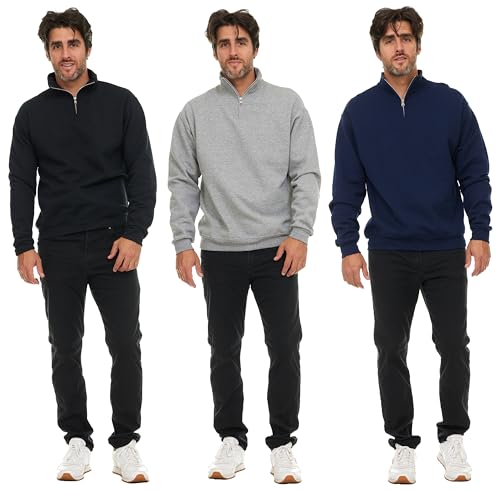 BILLIONHATS 24 Pack Mens Cotton Fleece Quarter Zip Sweatshirts Wholesale Assorted Colors, Bulk Half Zip Pullover Tops for Men2