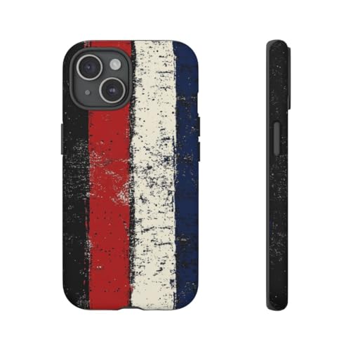 Coque rigide mate iPhone 15 motif rayures verticales style vieilli noir