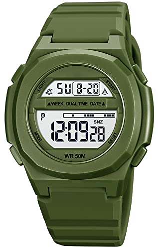 Gosasa Sport Unisex Watches Multifunctional Digital Display Calendar Week PU Strap Quartz Waterproof 50ATM Men and Women Fashion Alarm Wrist Watch