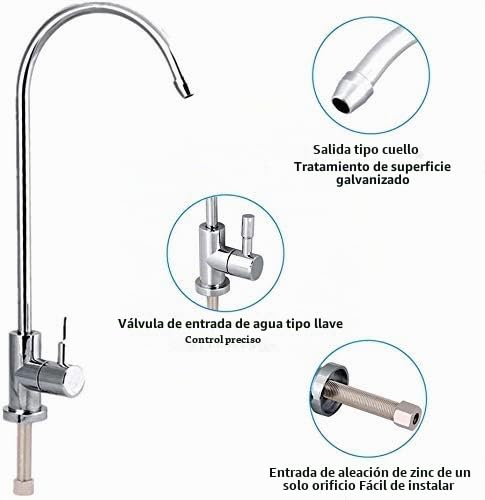 Miniatura 5 de 1 4inch Grifo Giratorio De Acero Inoxidable Del Grifo De Una Sola Manija Plateado Giratorio 360 Con Filtro De Agua Potable Para El Cuello De Ósmosis Inversa