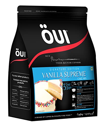 Image of OUI Signature Edition Vanilla Supreme Cake Mix I Egg-based recipe I Instant Cake Mix Powder |3 Step - Prep,Mix & Bake| Rich taste Moist Vanilla Cake |Traditional French recipe|Resealable Zip Pouch|1kg