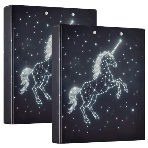 Classeur 3 anneaux avec poches Constellation Licorne pour ranger vos cours A4