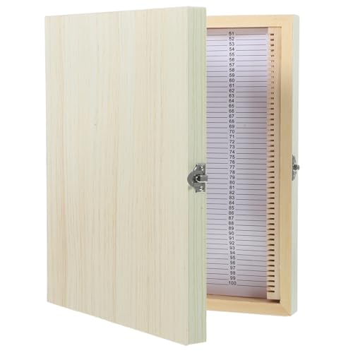 NAMOARLY Box Lab Samples Organizer Metal Slide Storage Wooden Holder Khaki Wood Prepared Slides Container Microscope Slide Wooden Holder