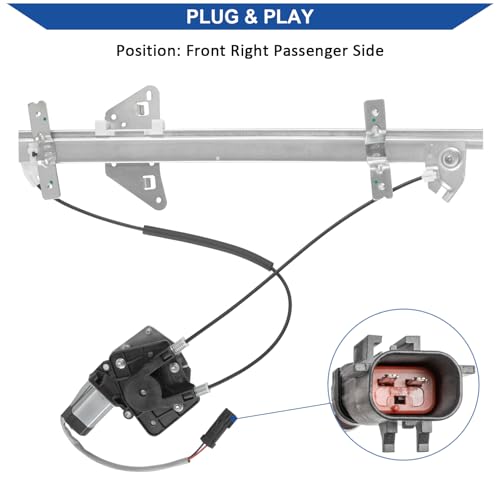 Obaee 741-648 Front Right Passenger Side Power Window Regulator and Motor Assembly Compatible with Dodge Dakota 2000-2004/ Dodge Durango 1998-2003 (Crew Cap Only, Cable Operated), Replace OE 5066430AC