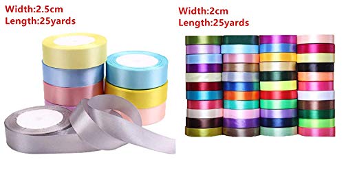 Image of DIY Crafts Pack of 100 Yards, Random Mixed Colour, Grosgrain Satin Ribbons for Wedding Christmas Party Decoration6mm-40mm DIY Bow CRA(Pack of 100 Yards, Random Mixed Colour)