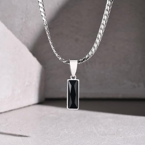 Collier pendentif carré géométrique acier inoxydable tendance mixte