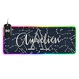 Constellations Map Stars Custom Wireless Charging Mouse Pad for Mobile Phone Personalized Gaming Mousepad with 13 Lighting Modes Extended Desk Mat for MacBook PC Laptop Desk Office Home Gaming