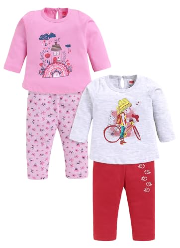 Image of LuvLap Baby Girls Regular Fit 100% Cotton Half Sleeves Girls Top CoSet Pack of 2