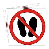 dealzEpic - Do Not Step On It/No Stepping On Surface Sign - Self Adhesive Peel and Stick Safety Warning Vinyl Decal - 3.94 inches in Diameter | Pack of 4 Pcs
