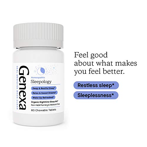Genexa Sleepology® Nighttime Sleep Aid - 60 Tablets - Nighttime Sleep Aid To Help You Fall Asleep, Wake Up Refreshed, Certified Organic & Non-Gmo, Physician Formulated, Homeopathic #TOP1