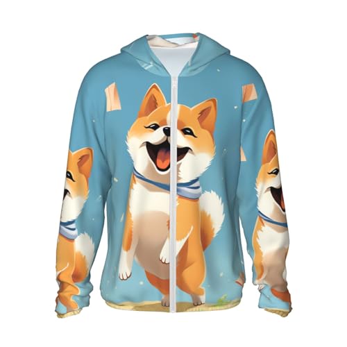 Veste à capuche Shiba Inu avec fermeture éclair intégrale et poche été