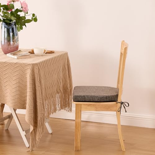 Image of IPYNBAP Chair Cushions for Dining Chairs, Kitchen Chair Cushions, 16'' x 16'' x 2'', Non Slip Indoor Seat Cushions, Chair Pads for Dining Chairs with Ties & Removable Cover, Set of 2, Brown