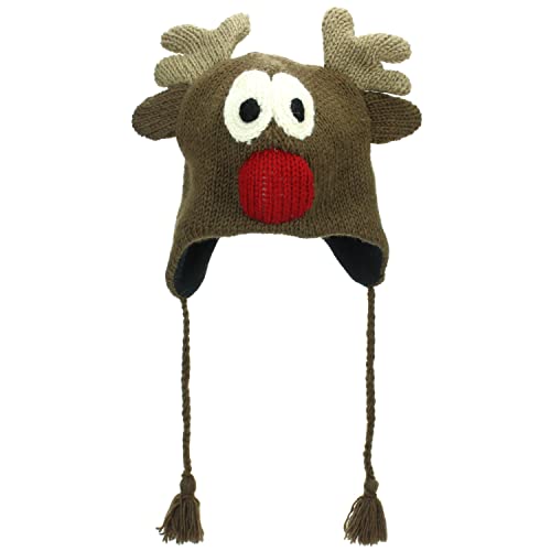 LOUDelephant Sombreros de Navidad de punto de lana, Rudolph., Talla única Cover