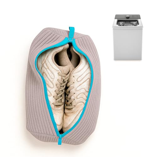 Saco de Lavar Tenis, Bolsa para Lavar Tenis na Máquina, Bolsa para Tênis com Zíper em Microfibra, Protege os Calçados Durante a Lavagem, Compatível com Todas as Máquinas (Cinza)