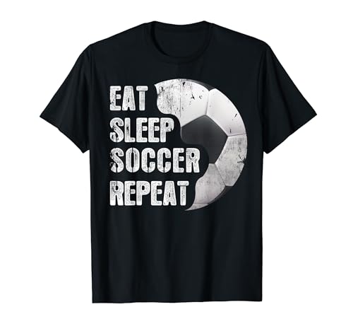 EAT SLEEP SOCCER REPEAT Divertido jugador de béisbol y sóftbol Camiseta