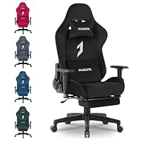 JAJALUYA Gaming Chair, Reclining gaming chairs with lumbar support, high back technology fabric computer chairs, and ergonomic gaming chairs with footrests, Height-Adjustable (Black)