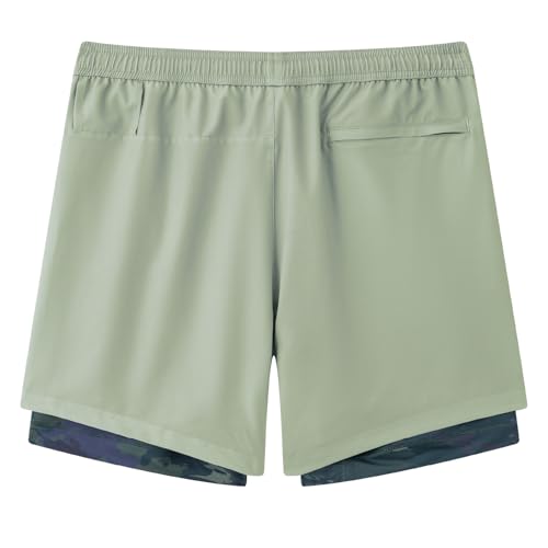 Image of maamgic Mens Workout Shorts 2 in 1 Stretch 5 inch / 7 inch Gym Shorts Running Shorts with Compression Liner Zip Pocket