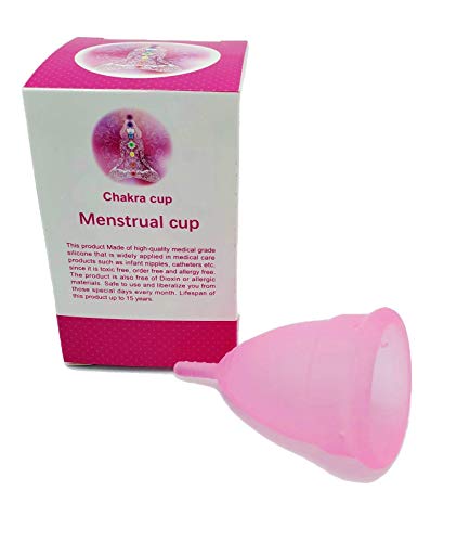Chakra Menstrual Cup Reusable Period Cup-Pink- Size Large Soft Menstrual Cups Eco-Friendly Period Cups Soft and Flexible Wears for 12 Hours Excellent Tampon and Pad Alternative