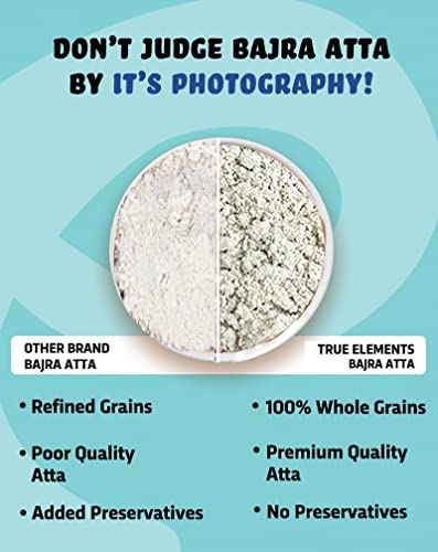 Image of True Elements Bajra Atta 1kg - Bajra Flour, Bajri | Millet Flour | 100% Natural & Gluten Free | High Fibre Atta (Pack of 2)