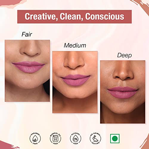 Image of TNW-The Natural Wash Pinktastic Lipstick Matte Velvet Longstay Liquid Lipstick (5ml) | Natural Oils & Hyaluronic Extract | Transferproof, Smudgeproof & Pocket Friendly | Liquid Lipstick for Women