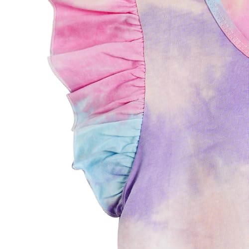 Girls Summer Short Set Cotton Tie Dye Toddler Kids Short Ruffle Sleeve Clothing 3-10Y4