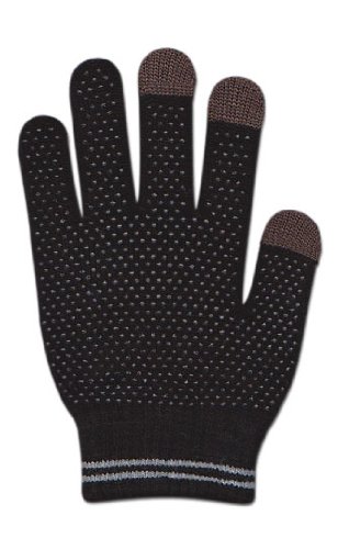 スマホ対応のびのび手袋 スマートグリップ 黒 1組