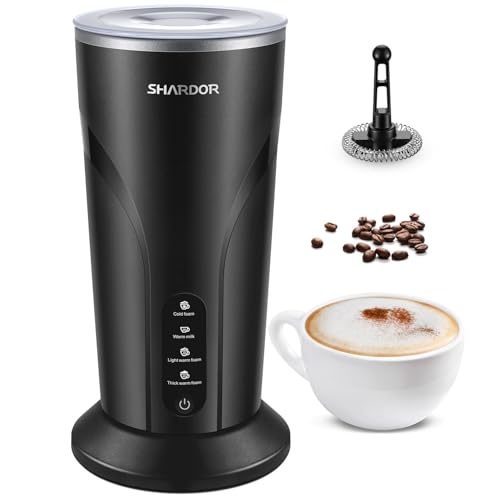 SHARDOR Electric Milk Frother and Steamer with Warm Function, 4 in 1 Automatic Milk Heater and Warmer, 300ml Large Capacity, Hot & Cold Foam Maker for Coffee, Cappuccino, Hot Chocolate, Auto Shut-Off
