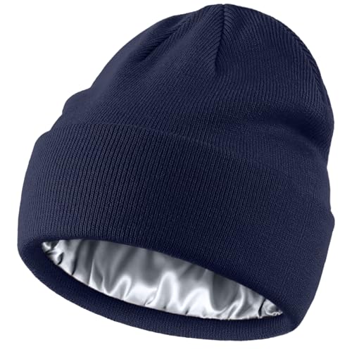 Satin Lined Wool Beanie Hat Women