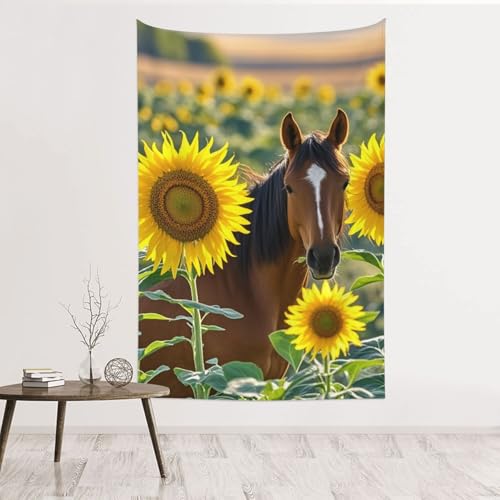 Tapisserie murale cheval et tournesol, une touche de poésie chez vous