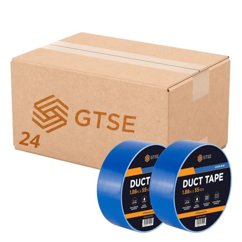 GTSE Blue Duct Tape, 2 Inches x 55 Yards (164 ft), Heavy Duty, Waterproof Repair Tape for Indoor or Outdoor Use, 24 Rolls