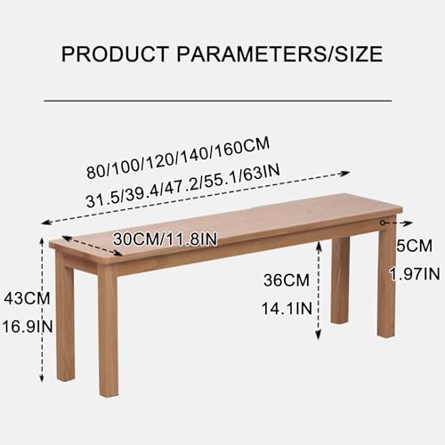 Tabouret de couleur noyer de 100 cm de long style industriel - 3