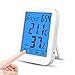 Produktbild Digital Thermometer Hygrometer, Digitales Thermo Hygrometer Luftfeuchtigkeit Feuchtigkeit mit MIN/MAX Records, Touchscreen/Wecker/Blau Hintergrundbeleuchtung/Kalender für Wohnzimmer, Büro (Weiß)
