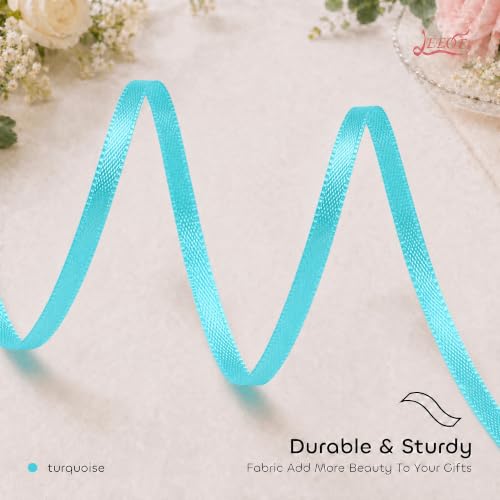 Image of Double Face Turquoise Green Satin Ribbon 1 /8 inch X 50 Yards Polyester Turquoise Green Ribbon for Gift Wrapping Very Suitable for Weddings Party Invitation Decorations and More
