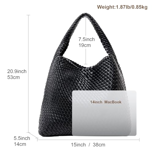 Image of MELOLILA Large Woven Tote Bag for Women Weave Purse Woven Leather Handbag